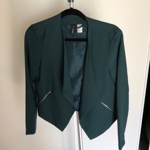 Forest green h and m drape front jacket